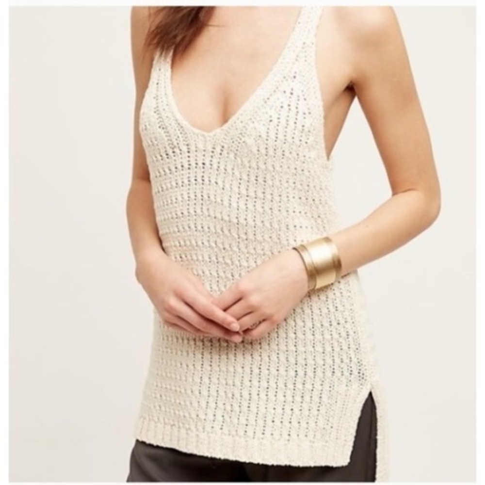 Moth Sweaters | Anthropologie Moth Ivory Sunidra Crochet Sweater Tank. | M